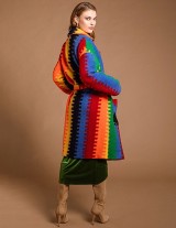 GENNA14614N625 Oversized Midi Rainbow Coat