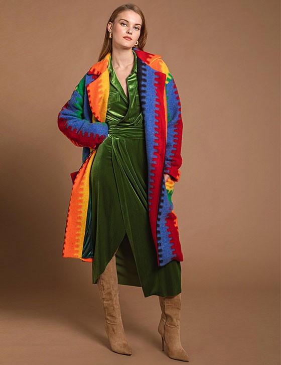 GENNA14614N625 Oversized Midi Rainbow Coat